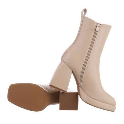 Damen High-Heel Stiefeletten - beige