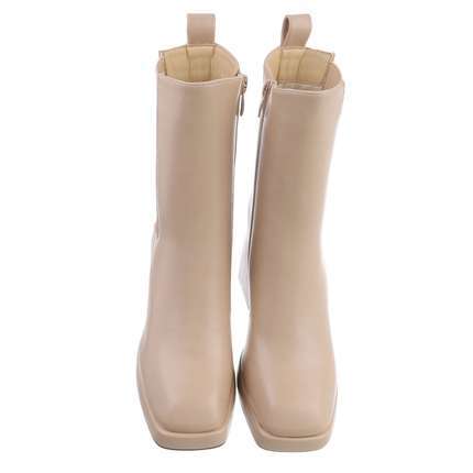 Damen High-Heel Stiefeletten - beige