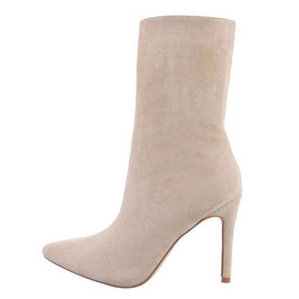 Damen High-Heel Stiefeletten - beige