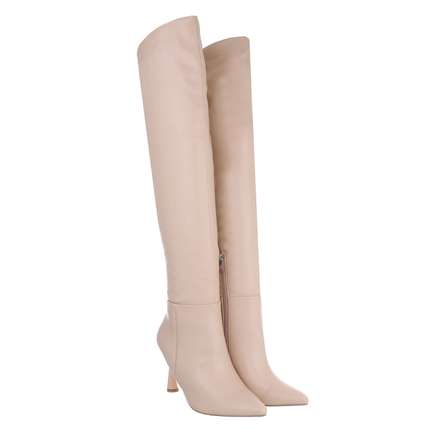 Damen Overknee-Stiefel - nude