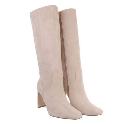 Damen High-Heel Stiefel - beige