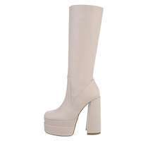 Damen High-Heel Stiefel - beige