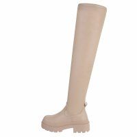 Damen Overknee-Stiefel - beige