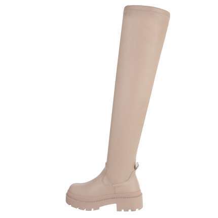 Damen Overknee-Stiefel - beige Gr. 38