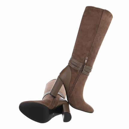 Damen High-Heel Stiefel - khaki