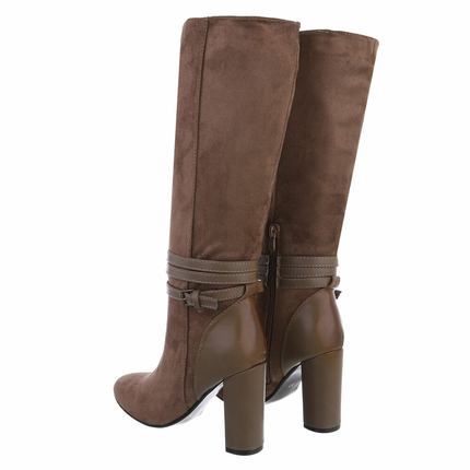 Damen High-Heel Stiefel - khaki