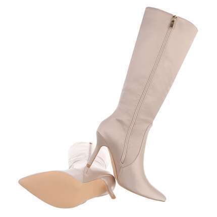 Damen High-Heel Stiefel - beige