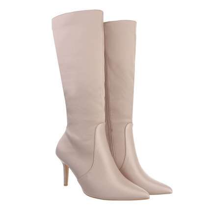 Damen High-Heel Stiefel - beige