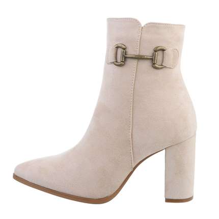 Damen High-Heel Stiefeletten - beige