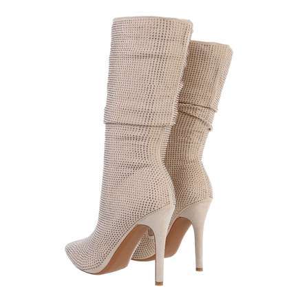 Damen High-Heel Stiefeletten - beige