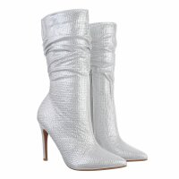 Damen High-Heel Stiefeletten - silver