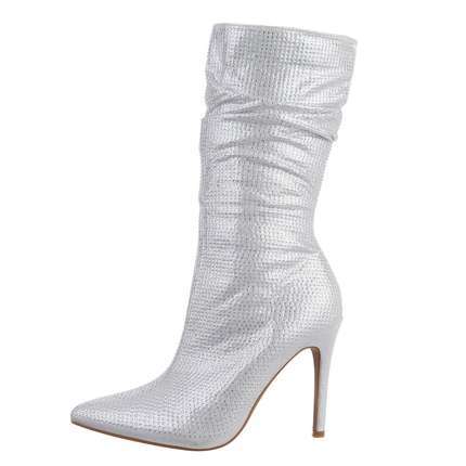 Damen High-Heel Stiefeletten - silver Gr. 40
