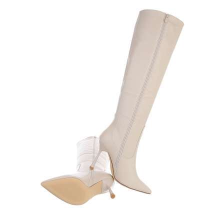 Damen High-Heel Stiefel - beige