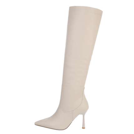 Damen High-Heel Stiefel - beige Gr. 36