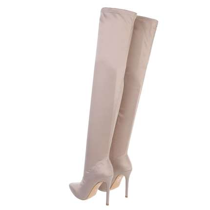 Damen Overknee-Stiefel - beige