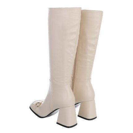 Damen High-Heel Stiefel - beige