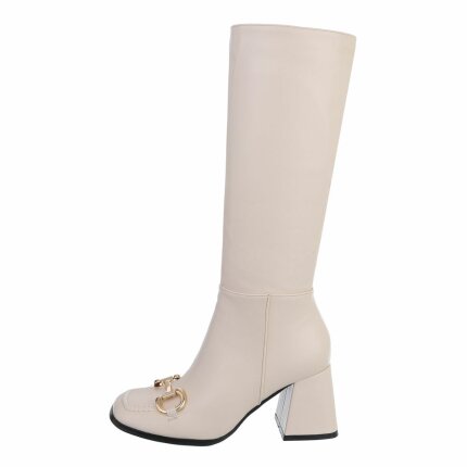 Damen High-Heel Stiefel - beige Gr. 36