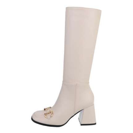Damen High-Heel Stiefel - beige Gr. 39