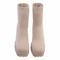 Damen High-Heel Stiefeletten - beige