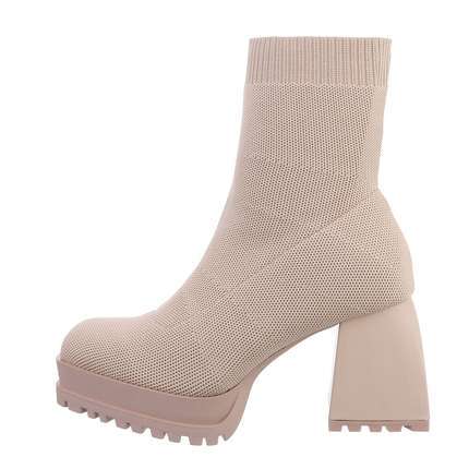 Damen High-Heel Stiefeletten - beige Gr. 37