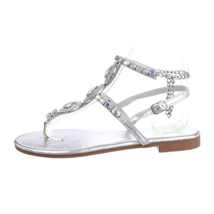Damen Flache Sandalen - silver