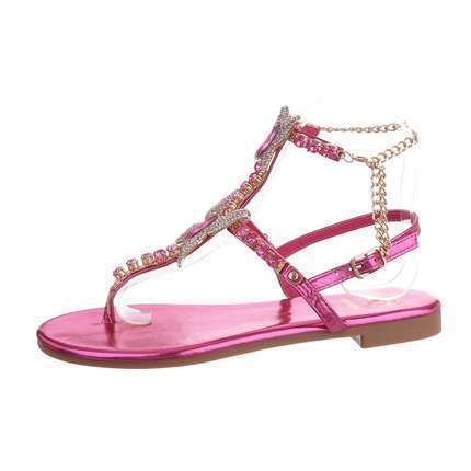 Damen Flache Sandalen - fushia