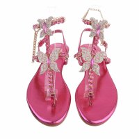Damen Flache Sandalen - fushia