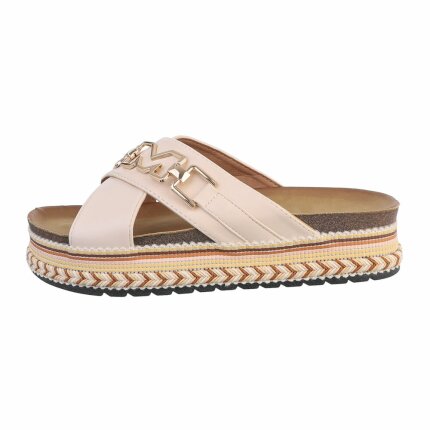 Damen Pantoletten - beige