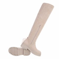 Damen Overknee-Stiefel - beige