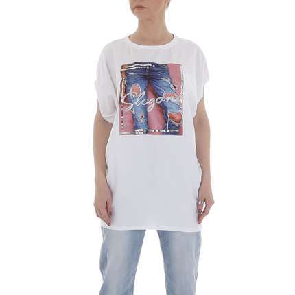 Damen T-Shirt von GLO STORY Gr. S/M - white