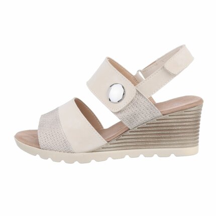 Damen Keilsandaletten - beige