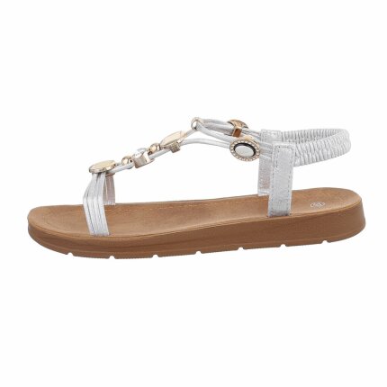 Damen Flache Sandalen - silver