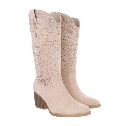 Damen Western- & Bikerboots - beigesuede