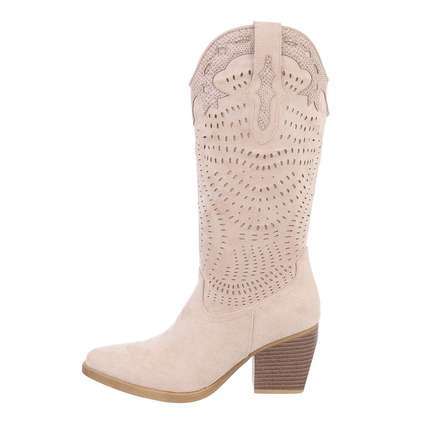 Damen Western- & Bikerboots - beigesuede Gr. 36