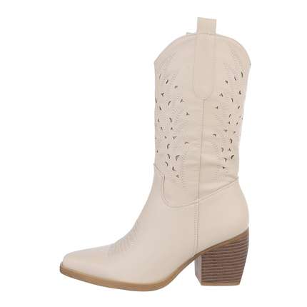 Damen Western- & Bikerboots - beigepu