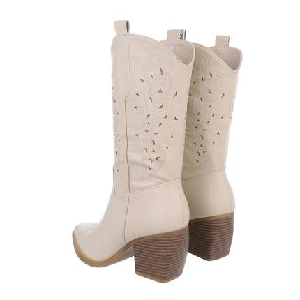 Damen Western- & Bikerboots - beigepu