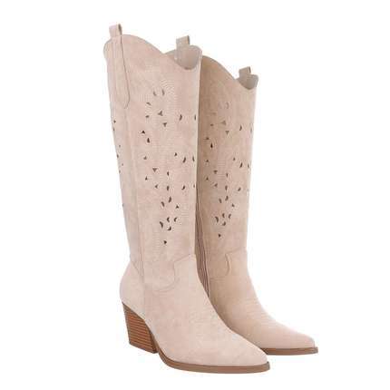 Damen Western- & Bikerboots - beigesuede