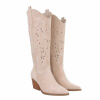 Damen Western- & Bikerboots - beigesuede