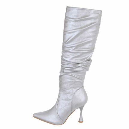 Damen High-Heel Stiefel - silver Gr. 38