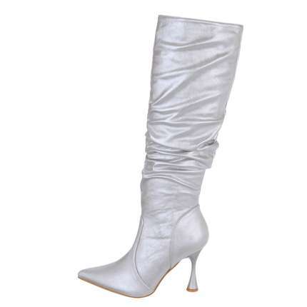 Damen High-Heel Stiefel - silver Gr. 39