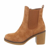 Damen High-Heel Stiefeletten - camelsuede