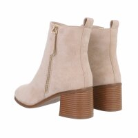 Damen High-Heel Stiefeletten - beige