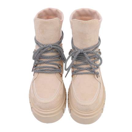 Damen Schnrstiefeletten - beige