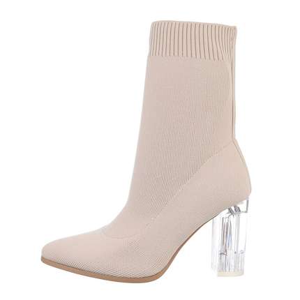 Damen High-Heel Stiefeletten - beige