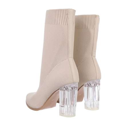 Damen High-Heel Stiefeletten - beige