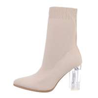 Damen High-Heel Stiefeletten - beige