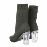 Damen High-Heel Stiefeletten - olive