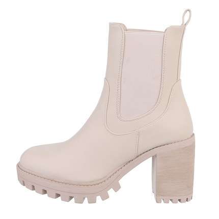 Damen High-Heel Stiefeletten - beige Gr. 40