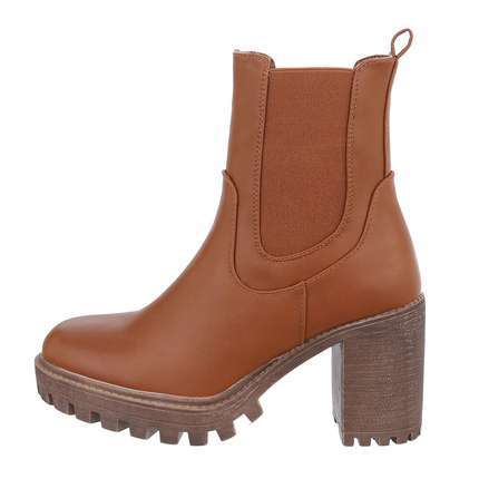 Damen High-Heel Stiefeletten - camel Gr. 38