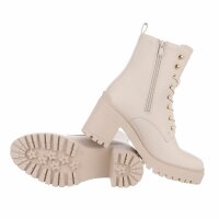Damen High-Heel Stiefeletten - beige